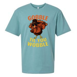 Gobble Til You Wobble Dabbing Turkey Thanksgiving Day Gift Sueded Cloud Jersey T-Shirt