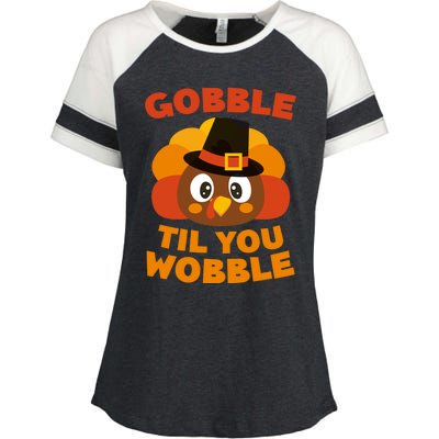 Gobble Til You Wobble Meaningful Gift Thanksgiving Day Cute Gift Funny Gift Enza Ladies Jersey Colorblock Tee