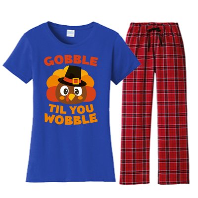 Gobble Til You Wobble Meaningful Gift Thanksgiving Day Cute Gift Funny Gift Women's Flannel Pajama Set