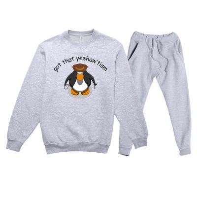 Got That Yeehawtism Penguin Cowboy Premium Crewneck Sweatsuit Set