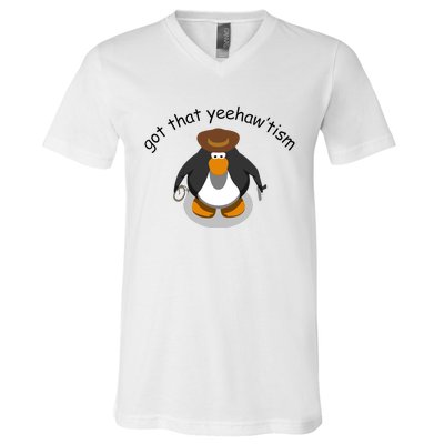 Got That Yeehawtism Penguin Cowboy V-Neck T-Shirt