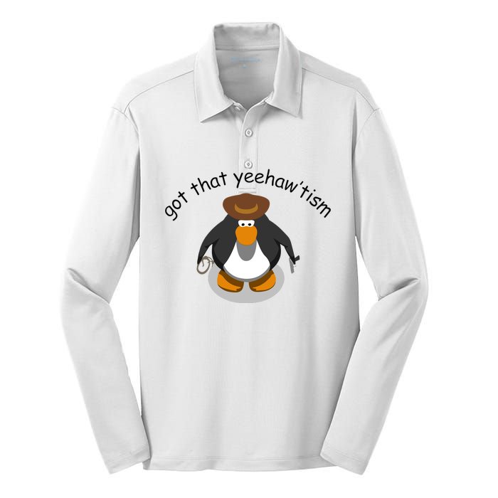 Got That Yeehawtism Penguin Cowboy Silk Touch Performance Long Sleeve Polo