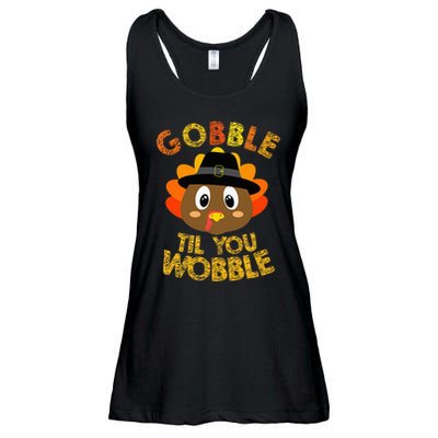 Gobble Til You Wobble Thanksgiving Ladies Essential Flowy Tank