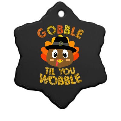 Gobble Til You Wobble Thanksgiving Ceramic Star Ornament