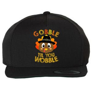 Gobble Til You Wobble Thanksgiving Wool Snapback Cap