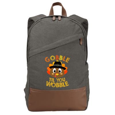 Gobble Til You Wobble Thanksgiving Cotton Canvas Backpack
