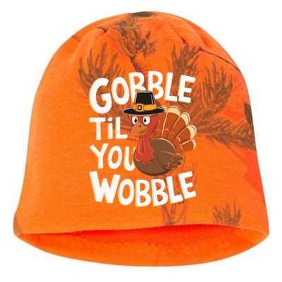 Gobble Til You Wobble Gobble Gobble Thanksgiving Day Kati - Camo Knit Beanie