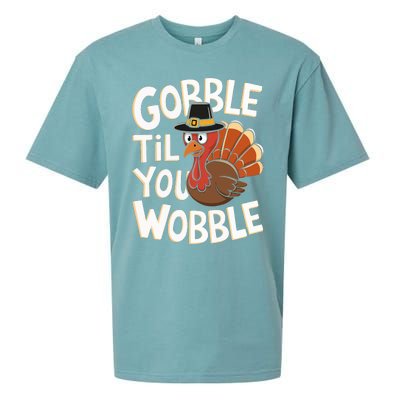 Gobble Til You Wobble Gobble Gobble Thanksgiving Day Sueded Cloud Jersey T-Shirt