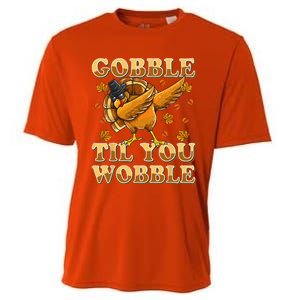 Gobble Til You Wobble Dabbing Turkey Thanksgiving Cooling Performance Crew T-Shirt