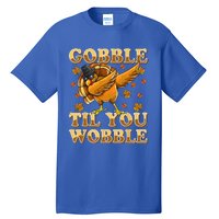 Gobble Til You Wobble Dabbing Turkey Thanksgiving Tall T-Shirt