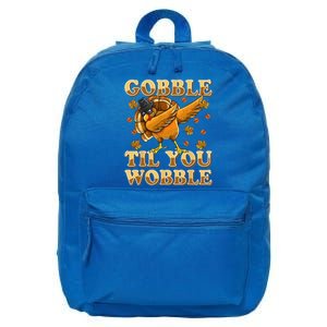 Gobble Til You Wobble Dabbing Turkey Thanksgiving 16 in Basic Backpack