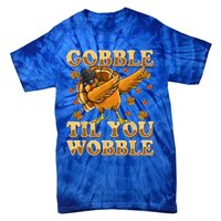 Gobble Til You Wobble Dabbing Turkey Thanksgiving Tie-Dye T-Shirt