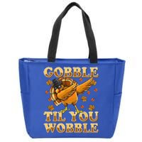 Gobble Til You Wobble Dabbing Turkey Thanksgiving Zip Tote Bag