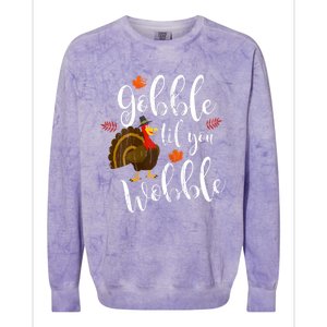 Gobble Till You Wobble Dabbing Turkey Family Thanksgiving Meaningful Gift Colorblast Crewneck Sweatshirt