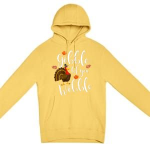 Gobble Till You Wobble Dabbing Turkey Family Thanksgiving Meaningful Gift Premium Pullover Hoodie