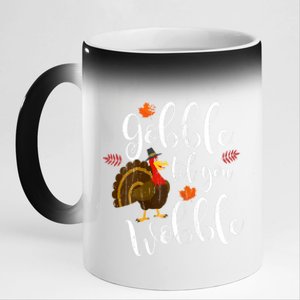 Gobble Till You Wobble Dabbing Turkey Family Thanksgiving Meaningful Gift 11oz Black Color Changing Mug