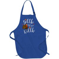 Gobble Till You Wobble Dabbing Turkey Family Thanksgiving Meaningful Gift Full-Length Apron With Pockets