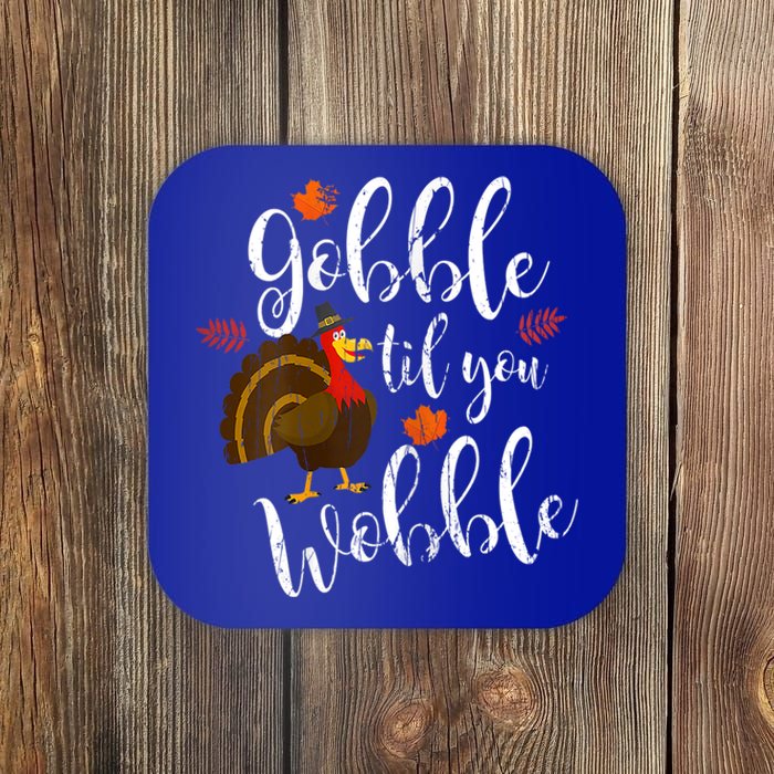 Gobble Till You Wobble Dabbing Turkey Family Thanksgiving Meaningful Gift Coaster