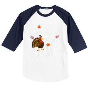 Gobble Till You Wobble Dabbing Turkey Family Thanksgiving Meaningful Gift Baseball Sleeve Shirt