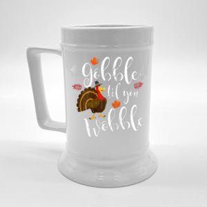 Gobble Till You Wobble Dabbing Turkey Family Thanksgiving Meaningful Gift Beer Stein