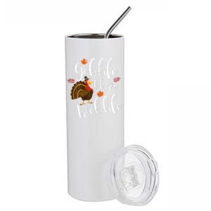 Gobble Till You Wobble Dabbing Turkey Family Thanksgiving Meaningful Gift Stainless Steel Tumbler