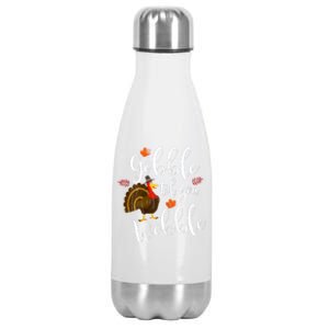 Gobble Till You Wobble Dabbing Turkey Family Thanksgiving Meaningful Gift Stainless Steel Insulated Water Bottle