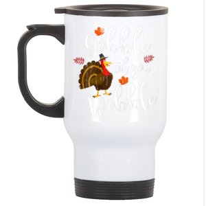 Gobble Till You Wobble Dabbing Turkey Family Thanksgiving Meaningful Gift Stainless Steel Travel Mug