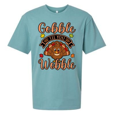 Gobble Till You Wobble Turkey Thanksgiving Family Graphic Gift Sueded Cloud Jersey T-Shirt