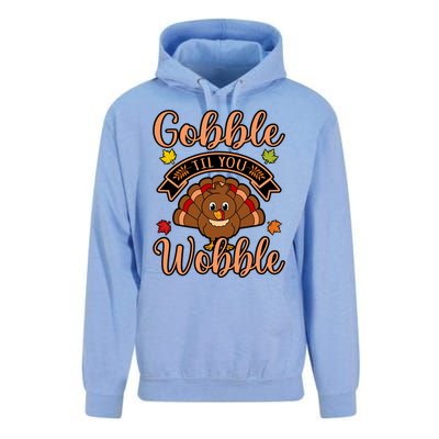 Gobble Till You Wobble Turkey Thanksgiving Family Graphic Gift Unisex Surf Hoodie