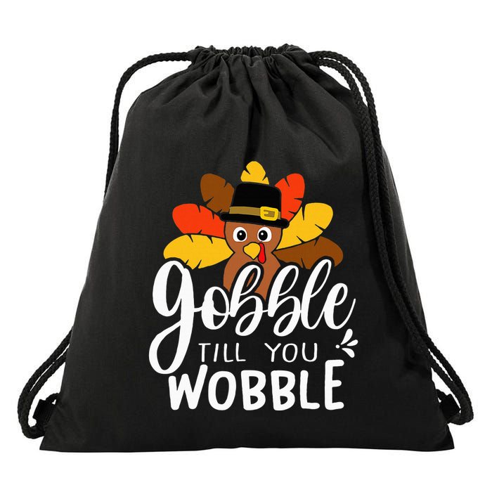 Gobble Till You Wobble Thanksgiving Turkey Drawstring Bag
