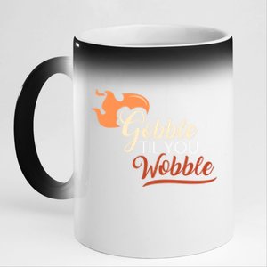 Gobble Til You Wobble I Thanksgiving Day Family Dinner Cute Gift 11oz Black Color Changing Mug