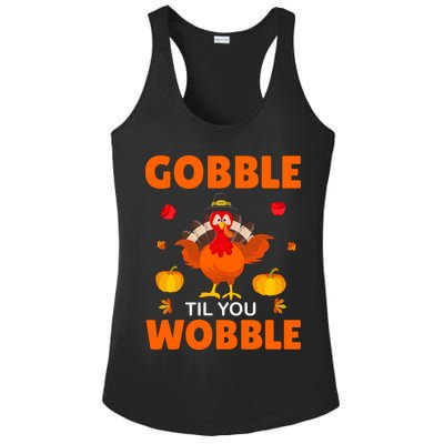 Gobble Til You Wobble Funny Thanksgiving Ladies PosiCharge Competitor Racerback Tank