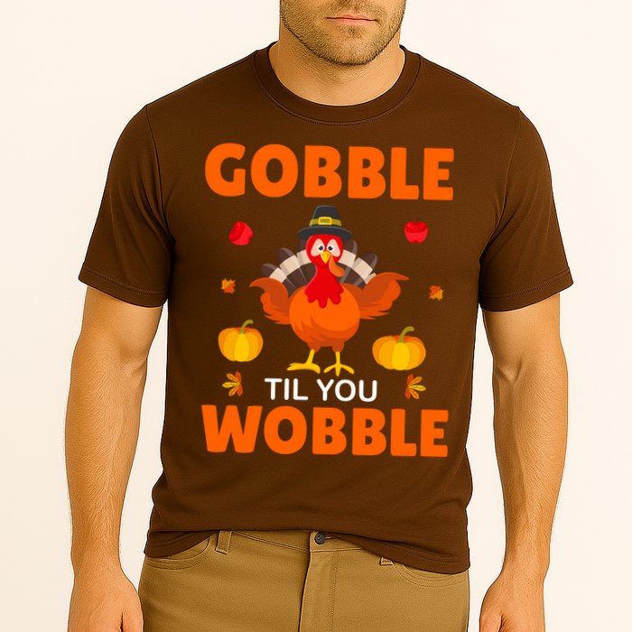 Gobble Til You Wobble Funny Thanksgiving Cooling Performance Crew T-Shirt
