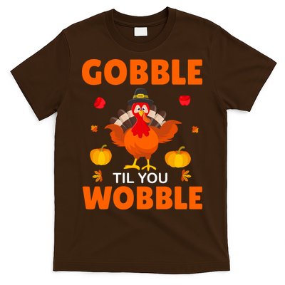 Gobble Til You Wobble Funny Thanksgiving T-Shirt