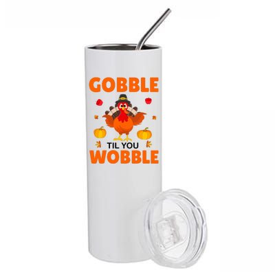 Gobble Til You Wobble Funny Thanksgiving Stainless Steel Tumbler