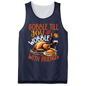 Gobble Till You Wobble With Friends Funny Turkey & Pie Mesh Reversible Basketball Jersey Tank