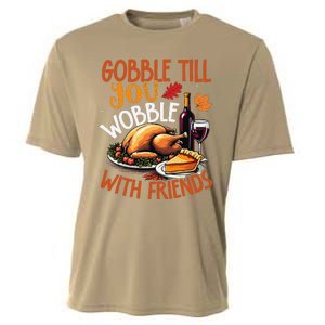 Gobble Till You Wobble With Friends Funny Turkey & Pie Cooling Performance Crew T-Shirt