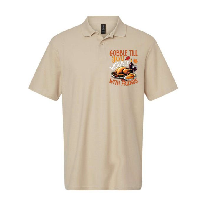 Gobble Till You Wobble With Friends Funny Turkey & Pie Softstyle Adult Sport Polo