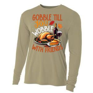 Gobble Till You Wobble With Friends Funny Turkey & Pie Cooling Performance Long Sleeve Crew