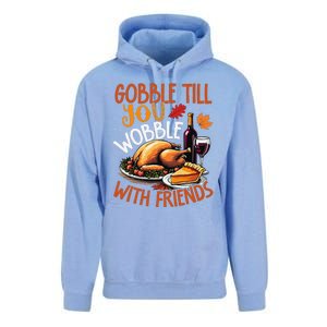 Gobble Till You Wobble With Friends Funny Turkey & Pie Unisex Surf Hoodie