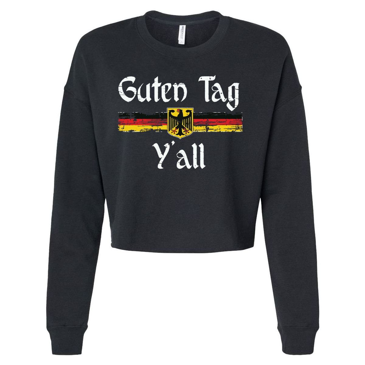 Guten Tag YAll Oktoberfest German Flag Eagle Prost Cropped Pullover Crew