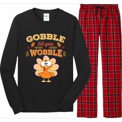 Gobble Till You Wobble Funny Thanksgiving Turkey Long Sleeve Pajama Set