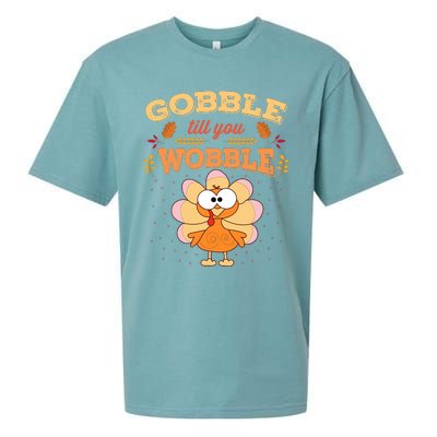 Gobble Till You Wobble Funny Thanksgiving Turkey Sueded Cloud Jersey T-Shirt