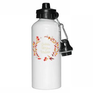 Gobble Till You Wobble Thanksgiving Joke Turkey Day Pun Gift Aluminum Water Bottle