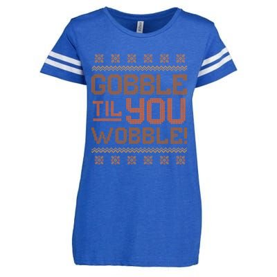 Gobble Til You Wobble Funny Thanksgiving Casual Cool Gift Enza Ladies Jersey Football T-Shirt