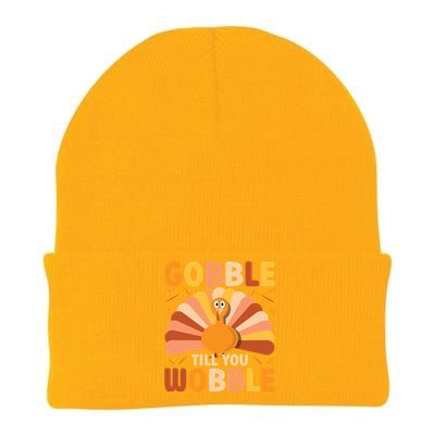 Gobble Till You Wobble Thanksgiving Turkey Cute Family Out Gift Knit Cap Winter Beanie