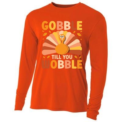 Gobble Till You Wobble Thanksgiving Turkey Cute Family Out Gift Cooling Performance Long Sleeve Crew