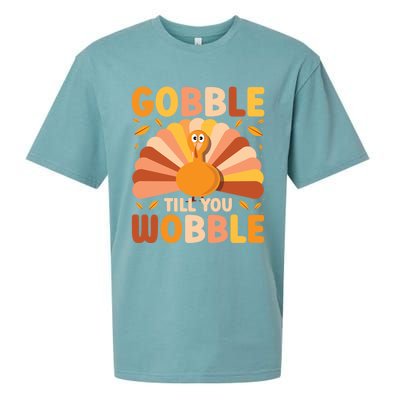 Gobble Till You Wobble Thanksgiving Turkey Cute Family Out Gift Sueded Cloud Jersey T-Shirt