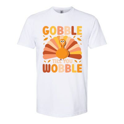 Gobble Till You Wobble Thanksgiving Turkey Cute Family Out Gift Softstyle CVC T-Shirt