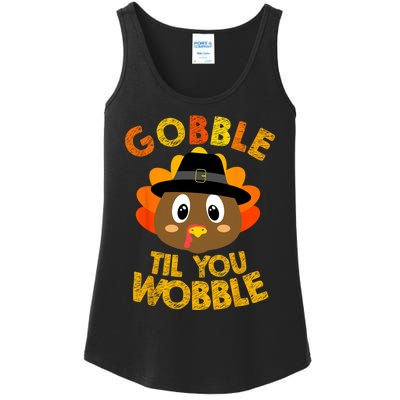 Gobble Till You Wobble Vintage Retro Thanksgiving Ladies Essential Tank